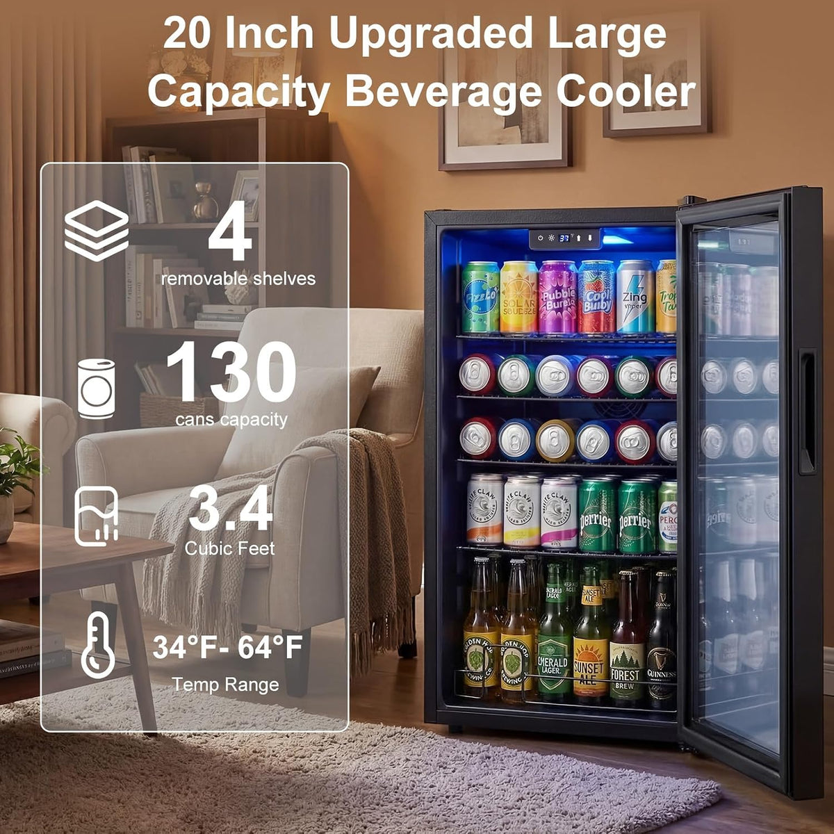 Mini Beverage Refrigerator Cooler -Small Beverage Fridge 1.4cu.ft