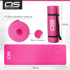 OZE SPORTS Yoga Mat, NBR Foam, Extra Thick, Non-Slip, High Density, Large, for Pilates, Gymnastics, HiiT and Fitness, with Free Carry Strap