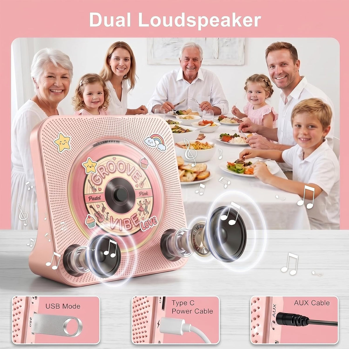 Gueray CD Player Portable Bluetooth Desktop CD Players for Home