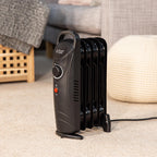 Russell Hobbs 2000W/2KW Oil Filled Radiator, 9 Fin Portable Electric Heater - White, Adjustable Thermostat with 3 Heat Settings, Safety Cut-off, 20 m sq Room Size, RHOFR5002, 2 Year Guarantee