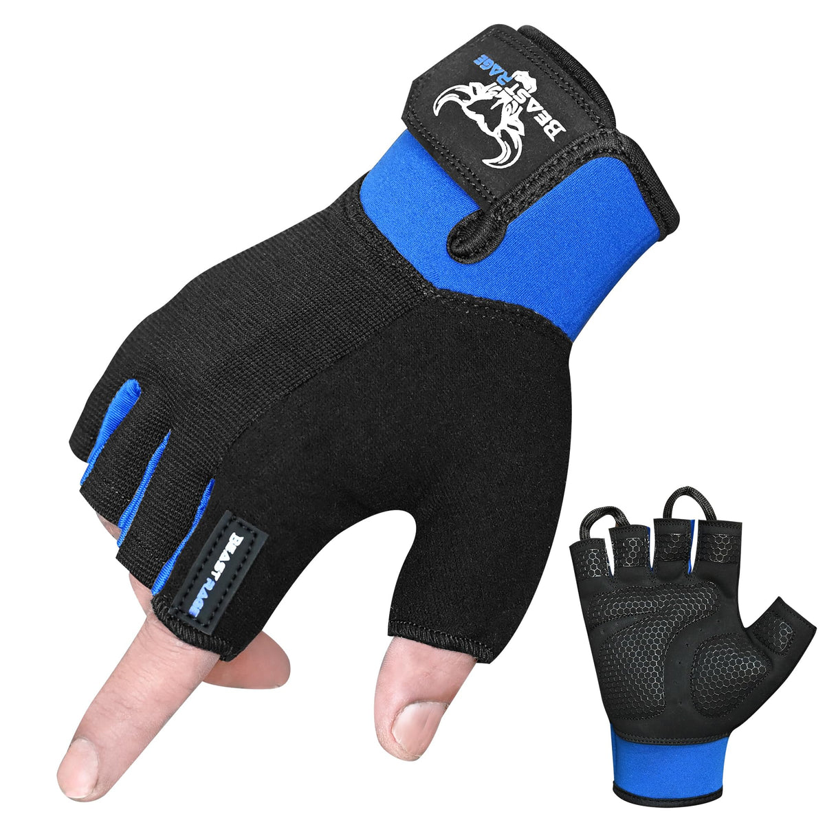 BEAST RAGE Gym Gloves Weight lifting Gloves Training Anti Slip Padded Palm Half Finger Powerlifting Workout Exercise Gloves for Men and Women