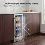 Yeego Beverage Refrigerator - 24 inch 180 Cans Beer Cooler with Glass Door