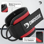 DMoose Fitness Ankle Strap for Cable Machine - One Size Fit with Premium Padding Cuffs - Cable Kickback Ankle Straps - Gym Attachments & Lower Body Exercises