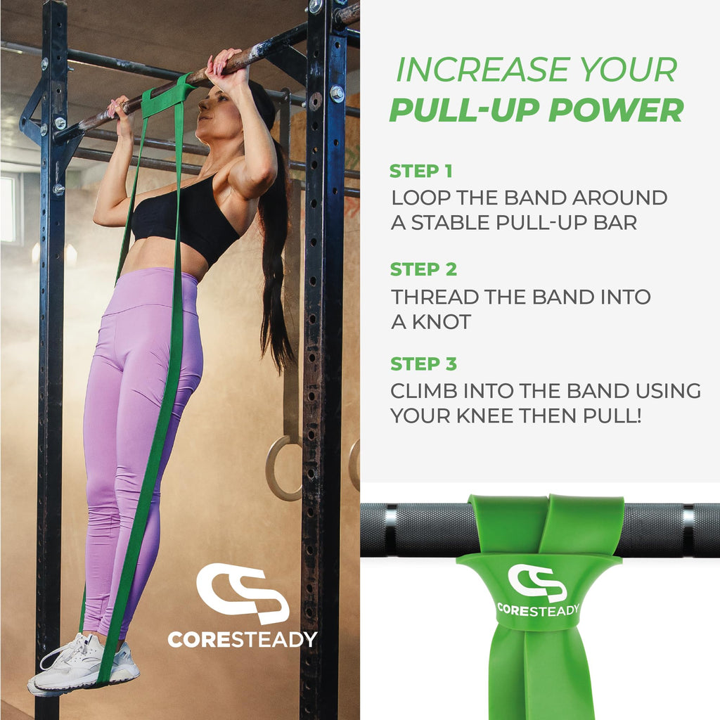 Coresteady Pull Up Bands & Resistance Bands - Heavy Duty Loop Band for Men & Women - Build Fit Power & Muscle - Training, Fitness Assist Pull Ups & Gym Exercise