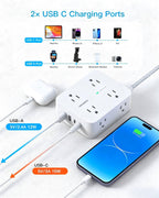 Extension Cord 10 Ft, Ultra Thin Flat Plug Power Strip Surge Protector
