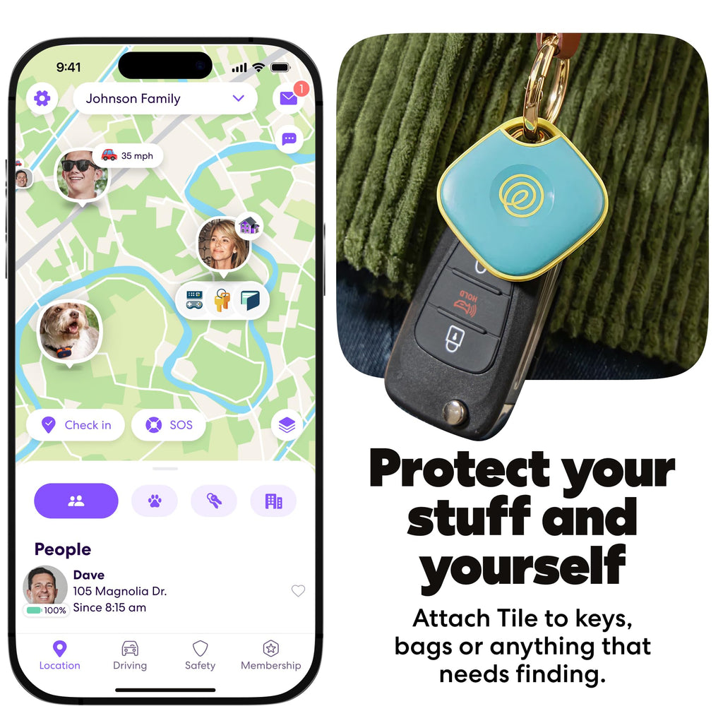 Life360 Tile - Bluetooth Tracker, Keys Finder and Item Locator for Keys, Bags and More. Phone Finder. Both iOS and Android Compatible. 1-Pack (Black)