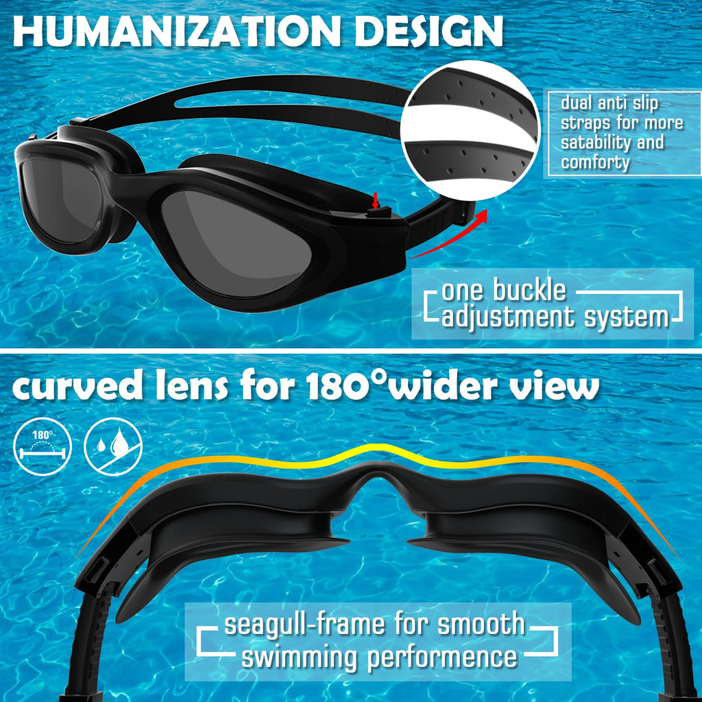 Winline Adult Swimming Goggles,Open Water Goggles Swimming Anti Fog UV Protection No Leakage Clear Vision Easy to Adjust for Adults Men Women Teenagers