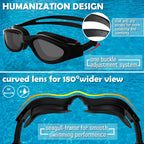Winline Adult Swimming Goggles,Open Water Goggles Swimming Anti Fog UV Protection No Leakage Clear Vision Easy to Adjust for Adults Men Women Teenagers