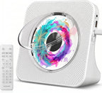 Portable CD Player with Bluetooth, Gueray Desktop CD Players for Home, Bulit-in Double HiFi Speakers, AUX&Headphone Jack, FM Radio Boombox with Remote Control, USB Port,LCD Display (White)