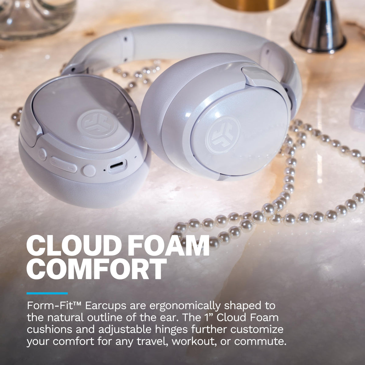 JLab JBuds Lux ANC Wireless Over-Ear Headphones, Mauve