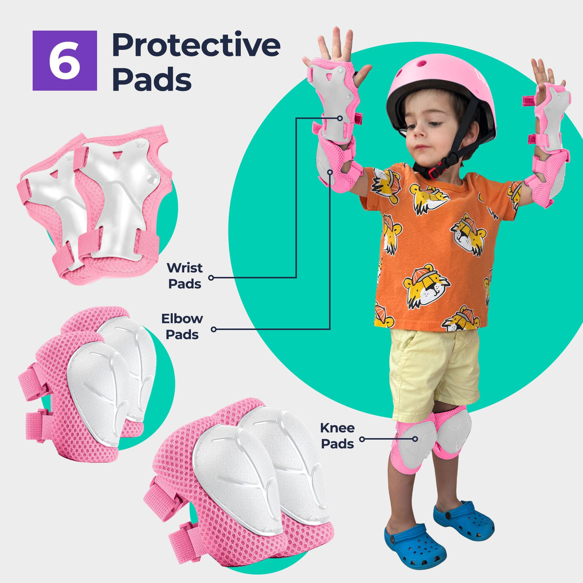 Niftii Bike Helmet & Pads Set for Kids - Cycling Skateboard Ages 3-15