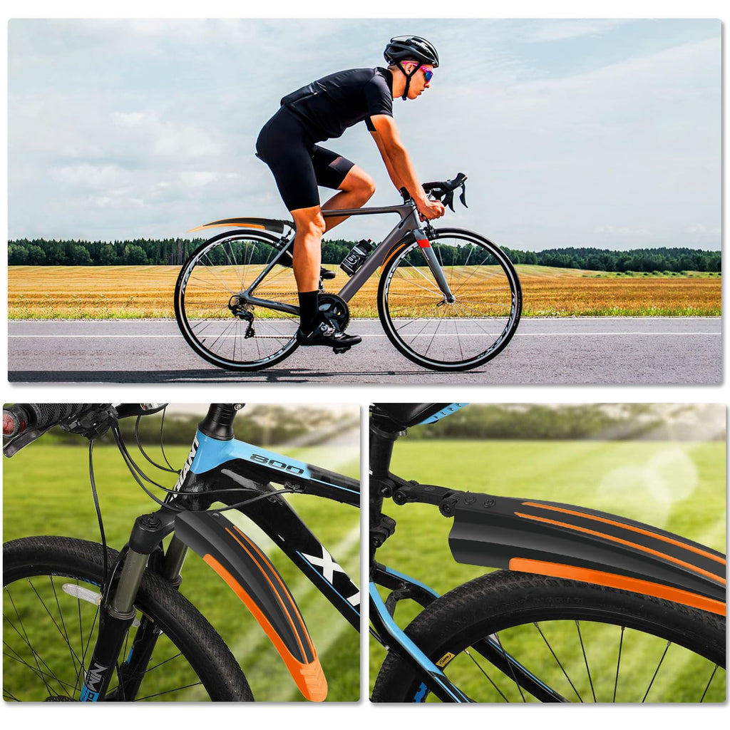 Bike Mudguard Set, Portable Adjustable Road Mountain Bike Bicycle Cycling Tires Front and Rear Mud Guard Fenders for MTB Mountain Road Bike
