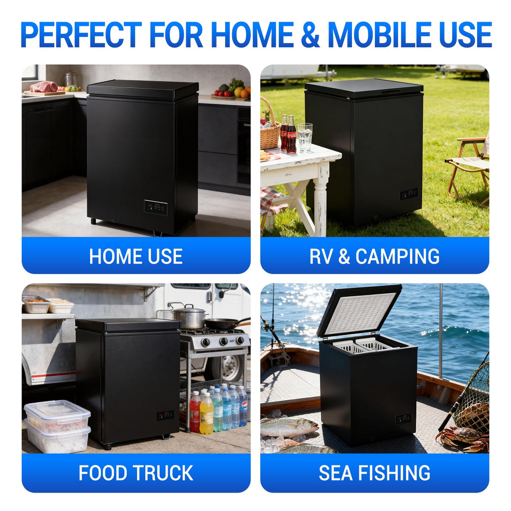 Chest Freezer Low temperature quick freeze 14℉ to -40℉ Compact Freezer - 2 Removable Baskets Match Day Parties, Home Bar Game Day &Beaded Ice Cream & Frozen Storage (Red, 1.8 Cubic Feet)