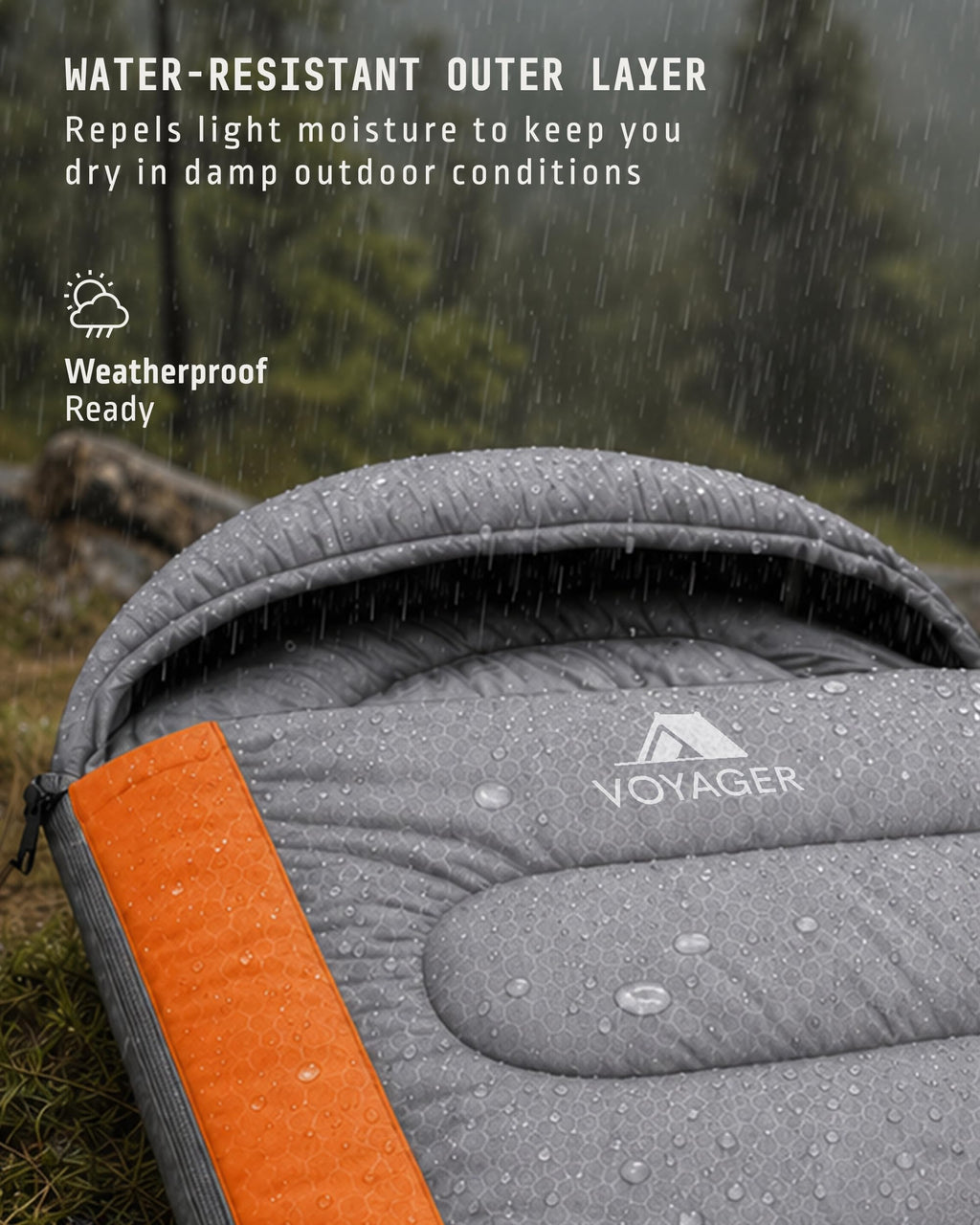 Voyager Sleeping Bag for Adults, Lightweight 3-4 Season Waterproof Camping