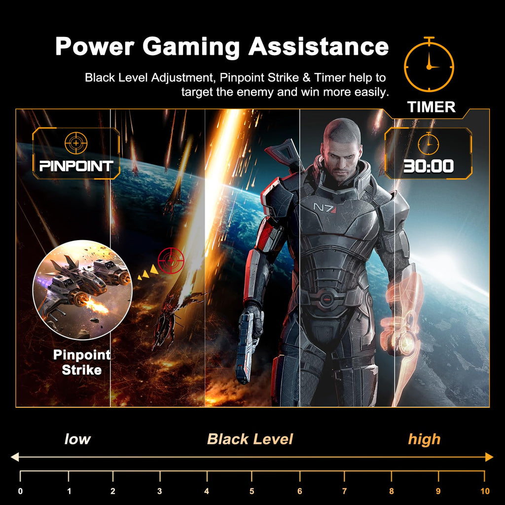 SANSUI 24 Inch Gaming Monitor 200Hz 1Ms FreeSync HDR 110% sRGB FHD 1080P Computer Monitor HDMI DP Ports Eye Care Frameless VESA Mount Cable Management(ES-G24F4L HDMI Cable Included)
