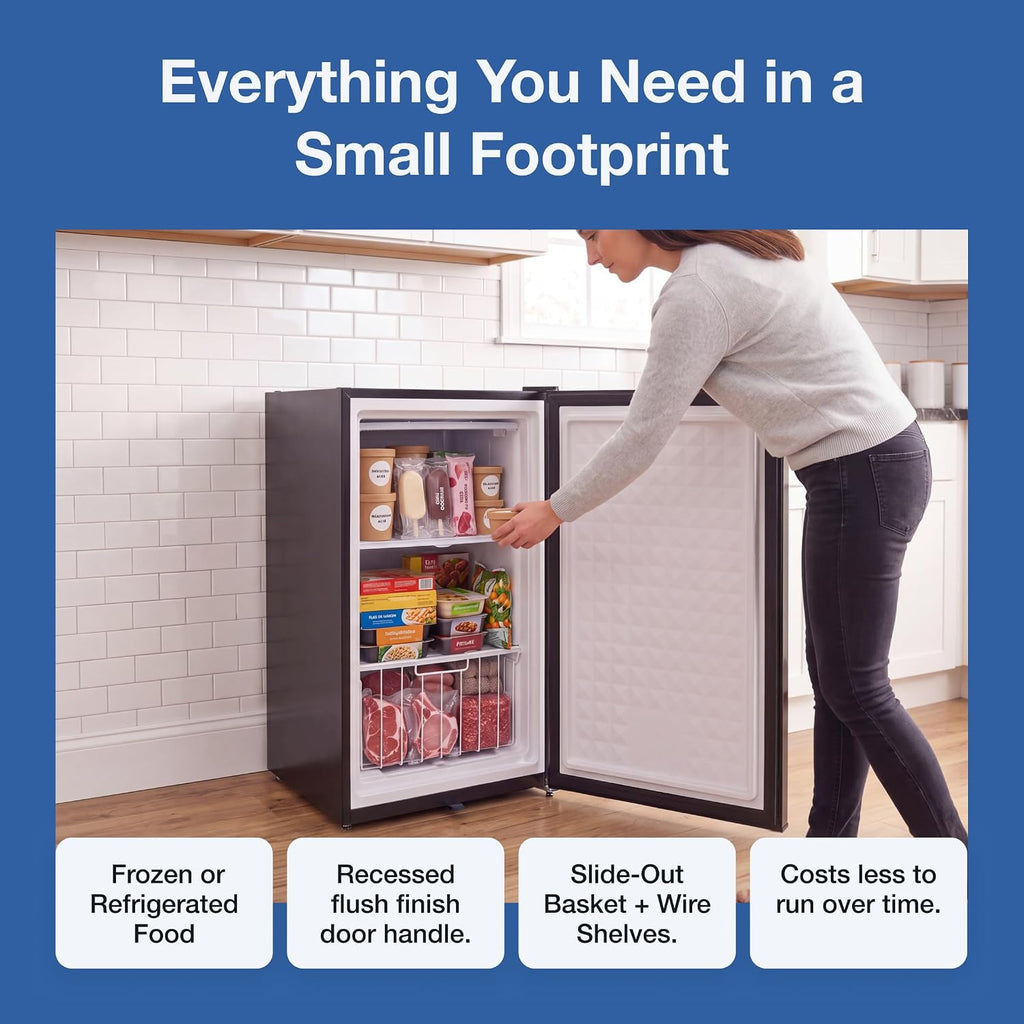Whynter Upright Mini Freezer, 3.1 Cu Ft, Silver, CUF-301SS