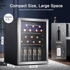 Antarctic Star Beverage Refrigerator Cooler 68 Can, Mini Fridge with Glass Door for Beer Drinks Wine,Freestanding Small Fridge with Electronic Temperature Control for Home and Bar,1.7 cu.ft