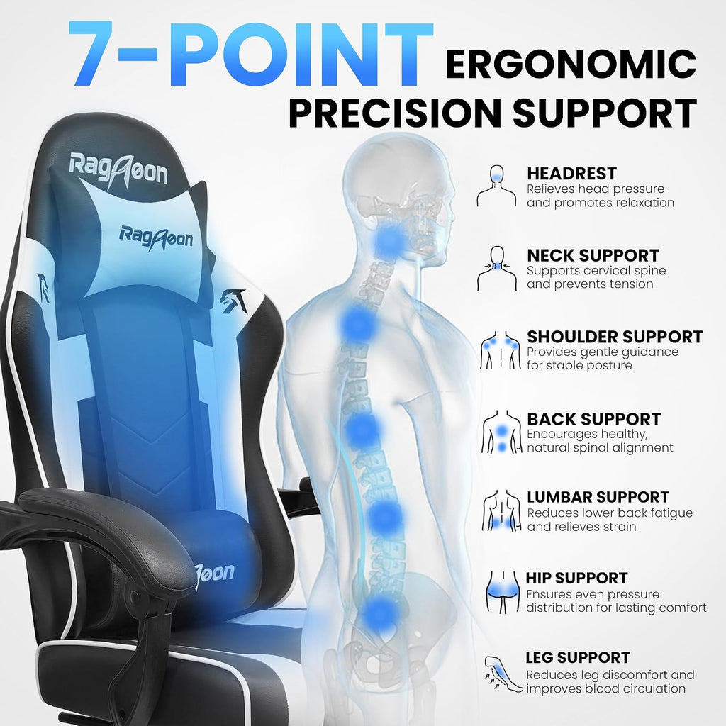 Gaming Chair for Adults, Upgraded Ergonomic Gamer Chair, Arctic Black