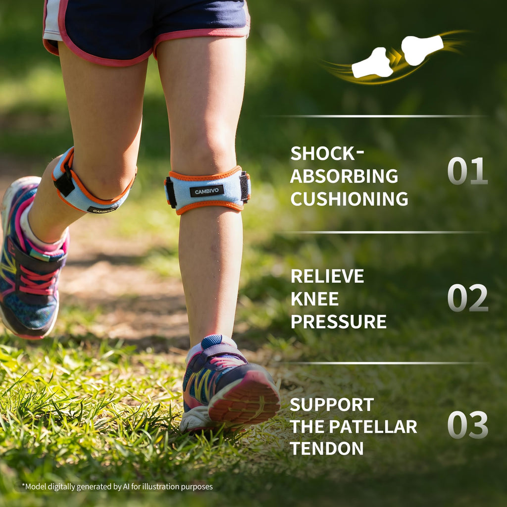 CAMBIVO 2 Pack Patella Tendon Knee Strap for Meniscus Tear & Osgood Schlatters Relief - Adjustable Knee Support for Running Stability, Jumper's Knee, Hiking & Gym Squats