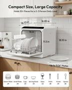 EUHOMY Countertop Dishwasher Portable, 6 Programs with 40 dB, No Hookup