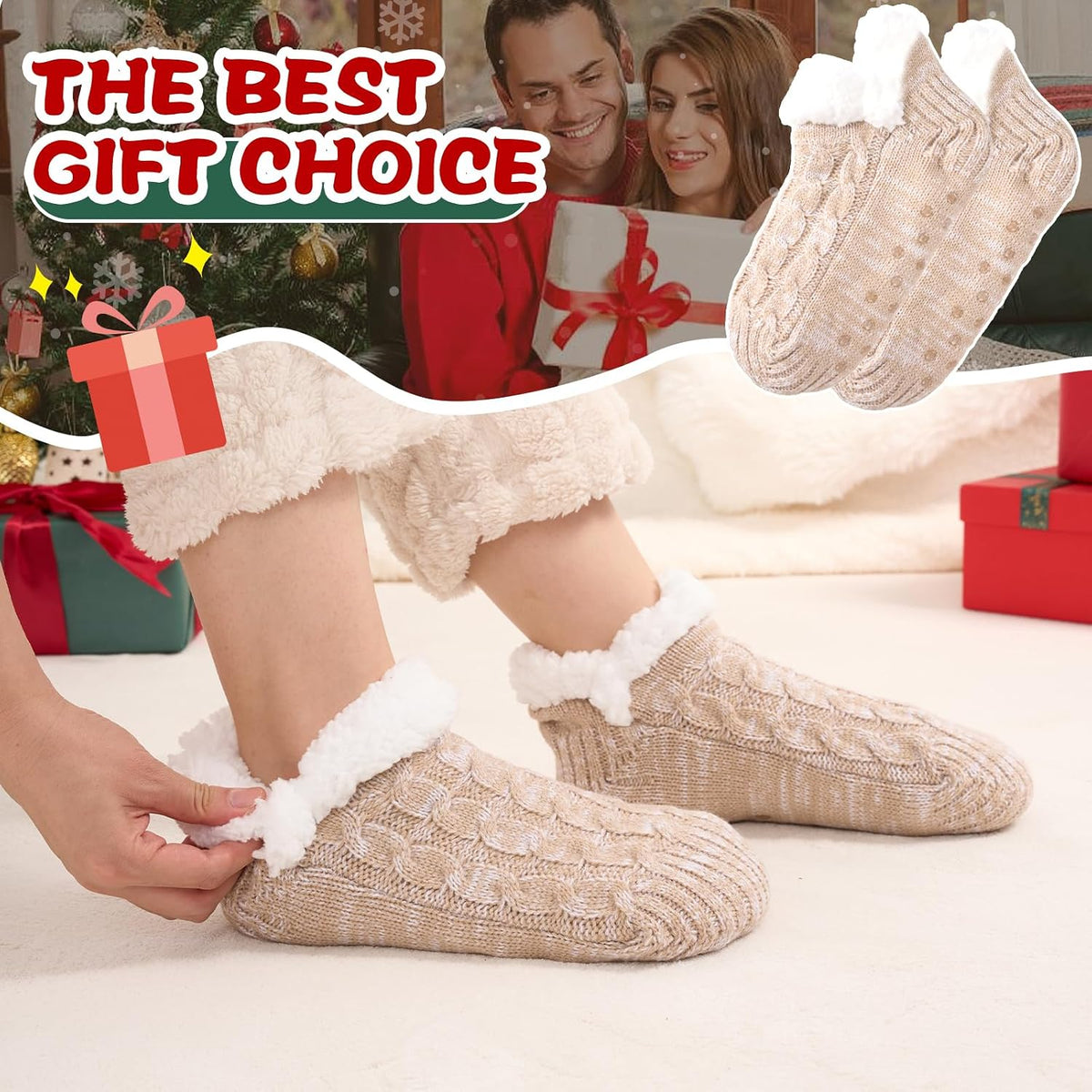 Niorasen Fluffy Slipper Socks Women Men, Winter Gift for Her, UK 4-9