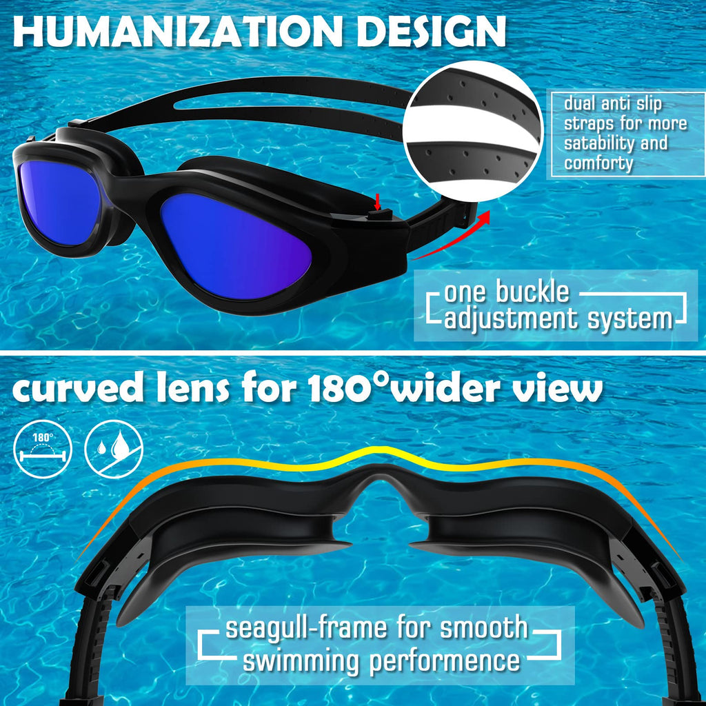 Winline Adult Swimming Goggles,Open Water Goggles Swimming Anti Fog UV Protection No Leakage Clear Vision Easy to Adjust for Adults Men Women Teenagers