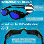 Winline Adult Swimming Goggles,Open Water Goggles Swimming Anti Fog UV Protection No Leakage Clear Vision Easy to Adjust for Adults Men Women Teenagers