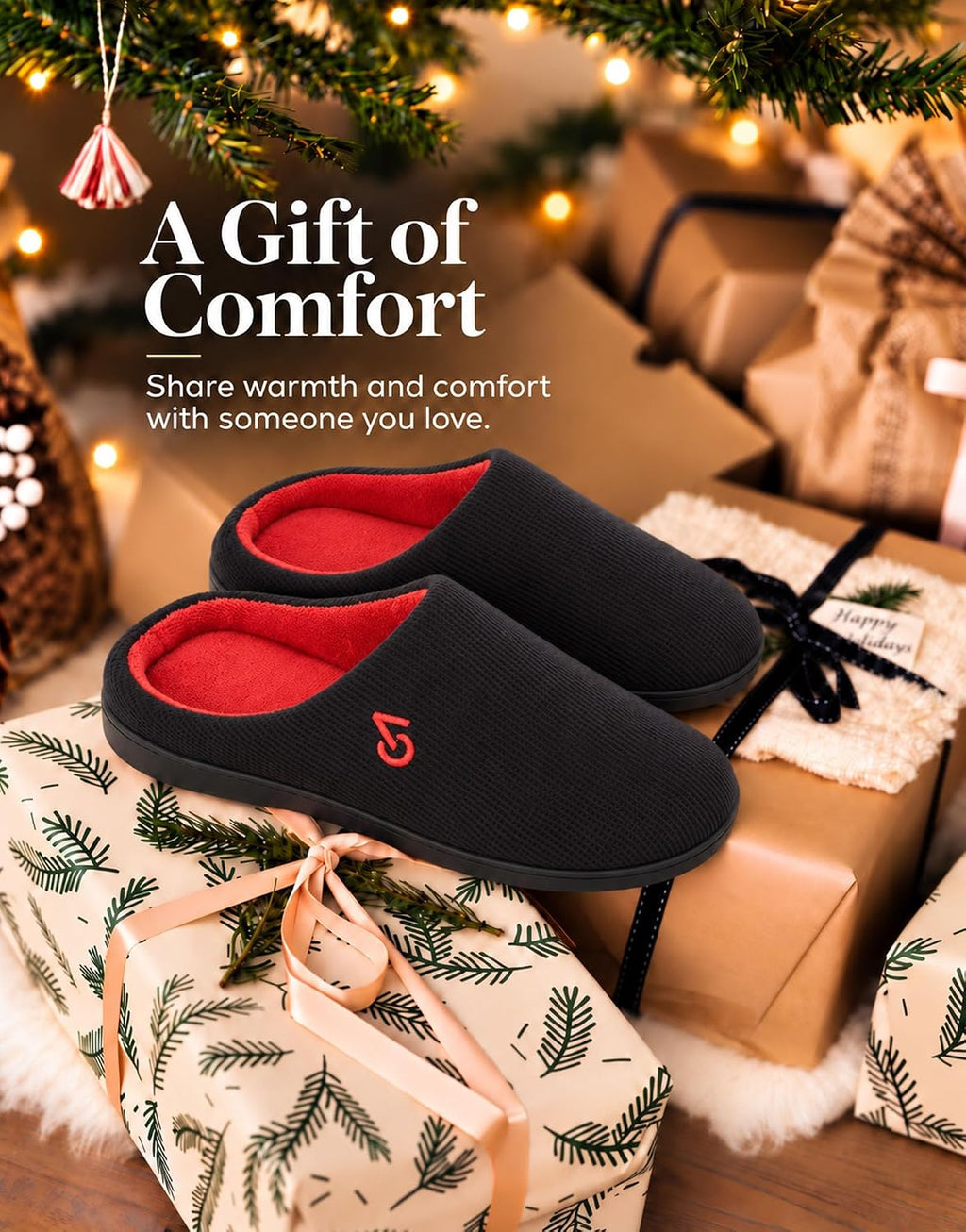 VeraCosy Men's Two-Tone Memory Foam Slippers