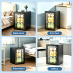 Electactic 48 Can Beverage Refrigerator,12 Bottle Wine Cooler with Seamless Stainless Steel & Glass Door, Digital Temperature Display, Countertop Mini Fridge for Soda, Wine or Beer, Silver