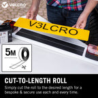VELCRO Brand, Heavy Duty Stick On Tape, Cut-to-Length Industrial Extra Strong Double Sided Hook & Loop Self Adhesive Tape Perfect for Room Décor & Home, Office, Garage Use, White, 50mm x 1m