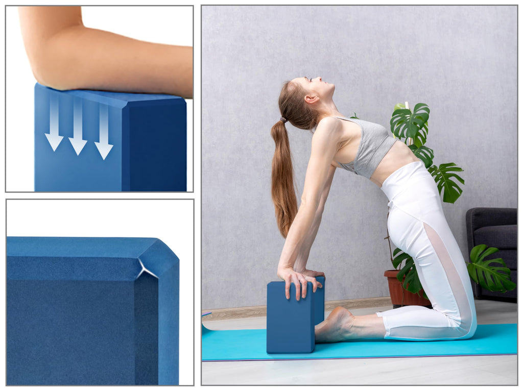 EXERZ Yoga Blocks 2pcs Gym Bricks -Comfortable Fitness Yoga Bricks, Anti-Slip, Lightweight and Travel Friendly Pilates Practice