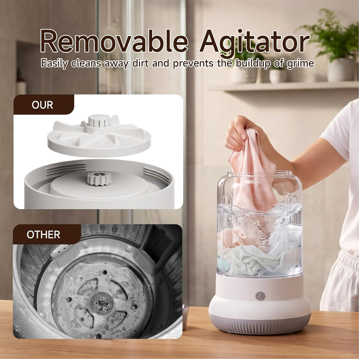 Mini Washing Machine, 3L Compact Small Laundry Washer for Underwear, Socks etc.（White）