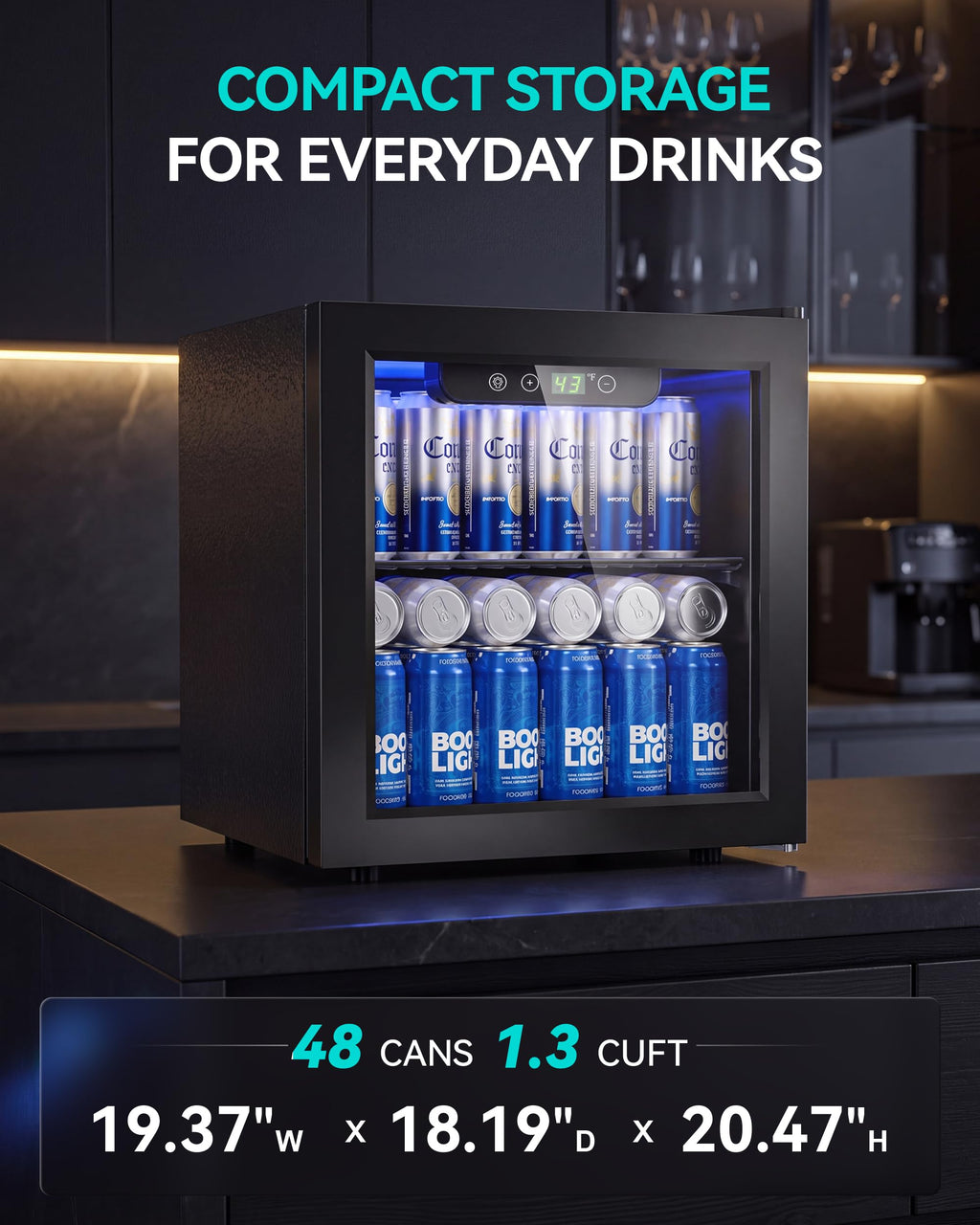 Beverage Refrigerator, 2.47 Cu.Ft Mini Fridge Beverage Cooler
