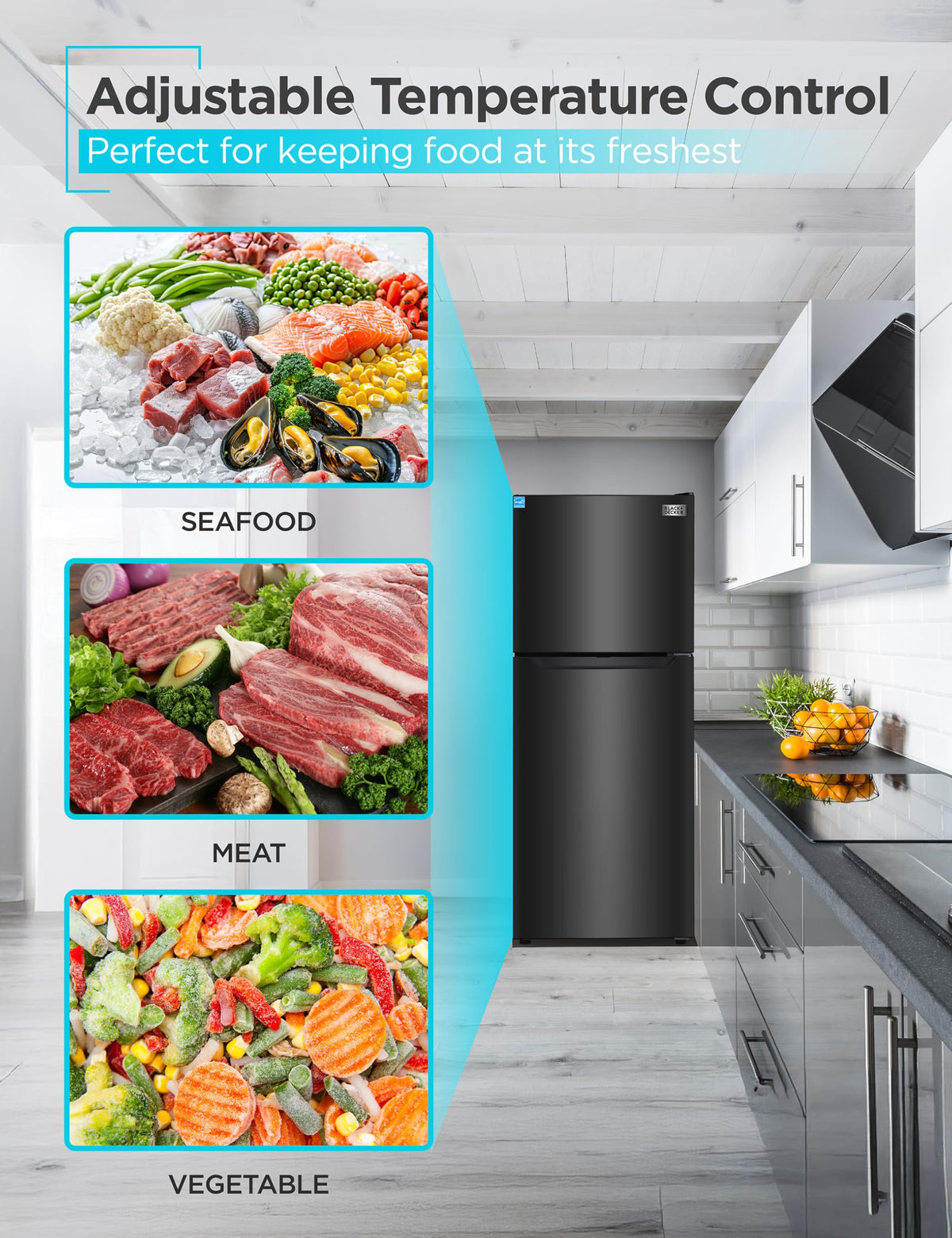 BLACK+DECKER 18.1 Cu. Ft. Top Mount Refrigerator with Ice Maker, BR1810HIMB