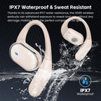 Open Ear Wireless Earbuds Bluetooth Headphones, 80H Playtime Stereo Ear Buds with ENC Noise Cancelling, Fast Charging, IPX7 Waterproof Sports Earphones with Earhook for Running/Workouts (Black)