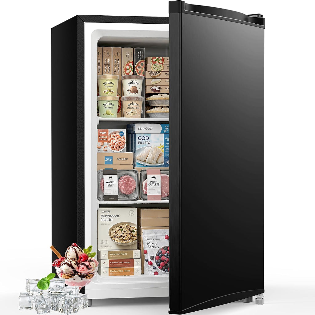 Feelfunn 3.0 Cu.ft Mini Freezer, Small Upright Freezer, Black