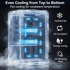 2.5 Cu.Ft Beverage Fridge, Glass Door Mini Fridge, Silver, 96 Can