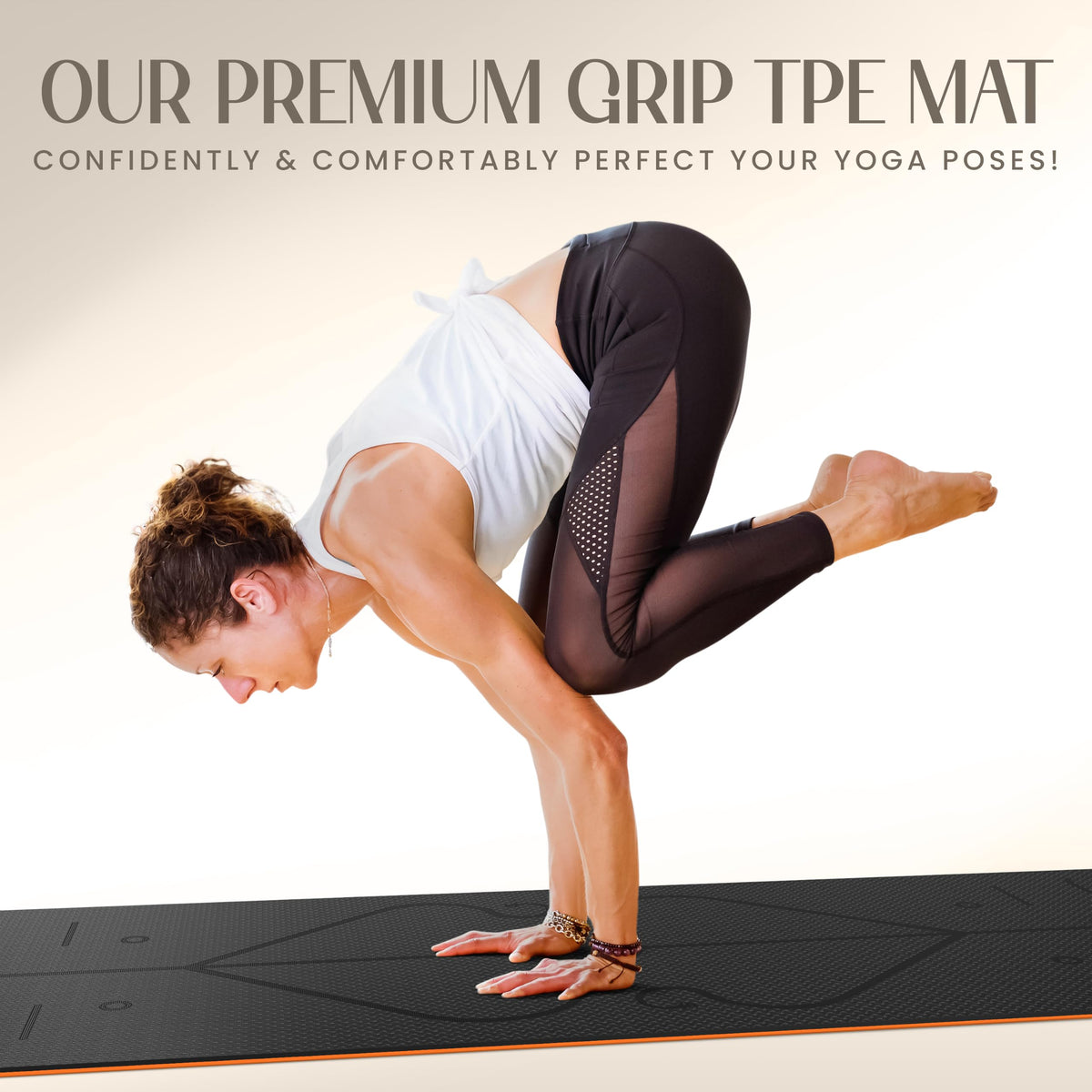Yogii Yoga Mat - Non-Slip 6mm Thick TPE & Travel-friendly Yoga Mat - Perfect for Home & Gym Exercise Fitness & Pilates - With Laser Alignment Guides for Men & Women