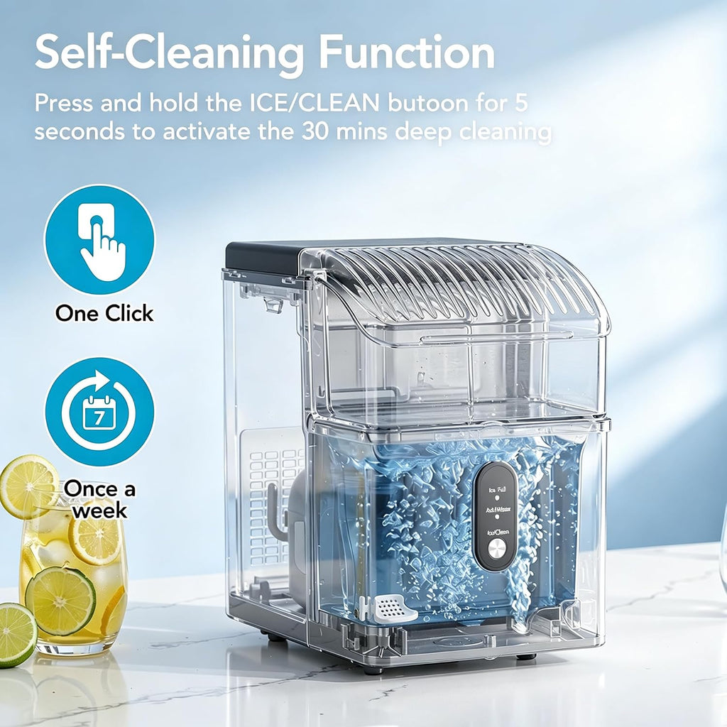 COWSAR Nugget Countertop Ice Maker, Automatic Ice Dispenser, 33 lbs/Day Chewable Pellet Ice Machine with Self-Cleaning & Measured Dispensing, Portable Ice Maker for Home, Kitchen, Office