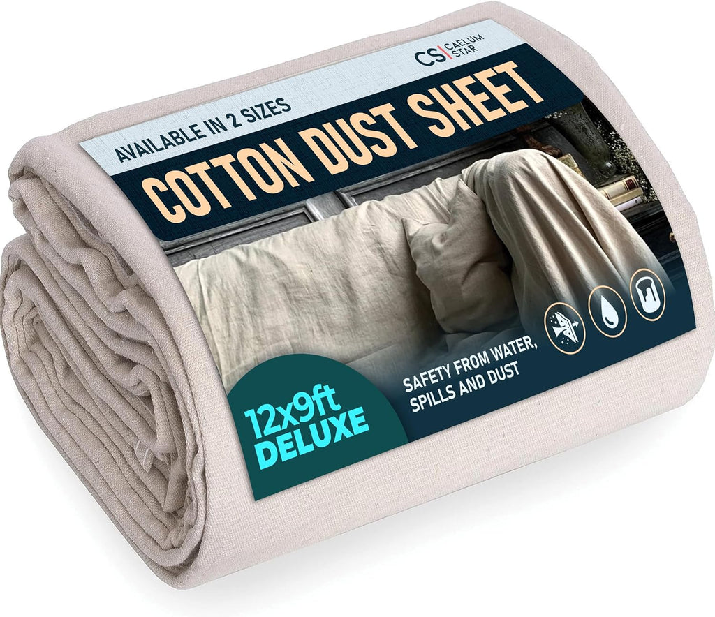 CS Cotton Dust Sheets for Decorating, Furniture, Floors, 12x9 Ft (3.6x2.7m)