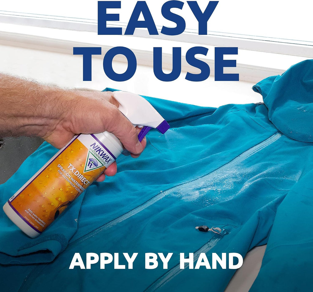 Nikwax TX.DIRECT Spray-On Waterproofer 500ml, Powerful Waterproofing Spray For Outdoor Clothing, Restores Waterproof Treatment for Jackets and Wet Weather Clothing