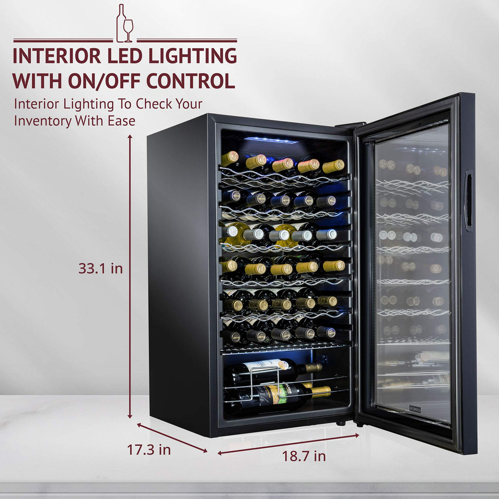 SCHMÉCKÉ 12 Bottle Compressor Wine Cooler Refrigerator w/Lock - Large Freestanding Wine Cellar For Red, White, Champagne or Sparkling Wine - 41f-64f Digital Temperature Control Fridge Stainless Steel