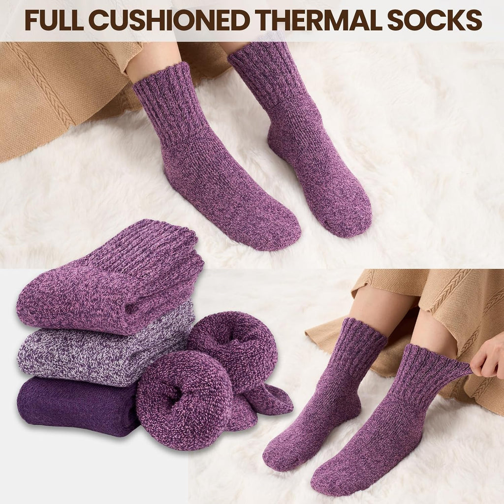 Niorasen Women's Thermal Socks, 3 Pairs Full Cushioned, Cosy Gift Winter