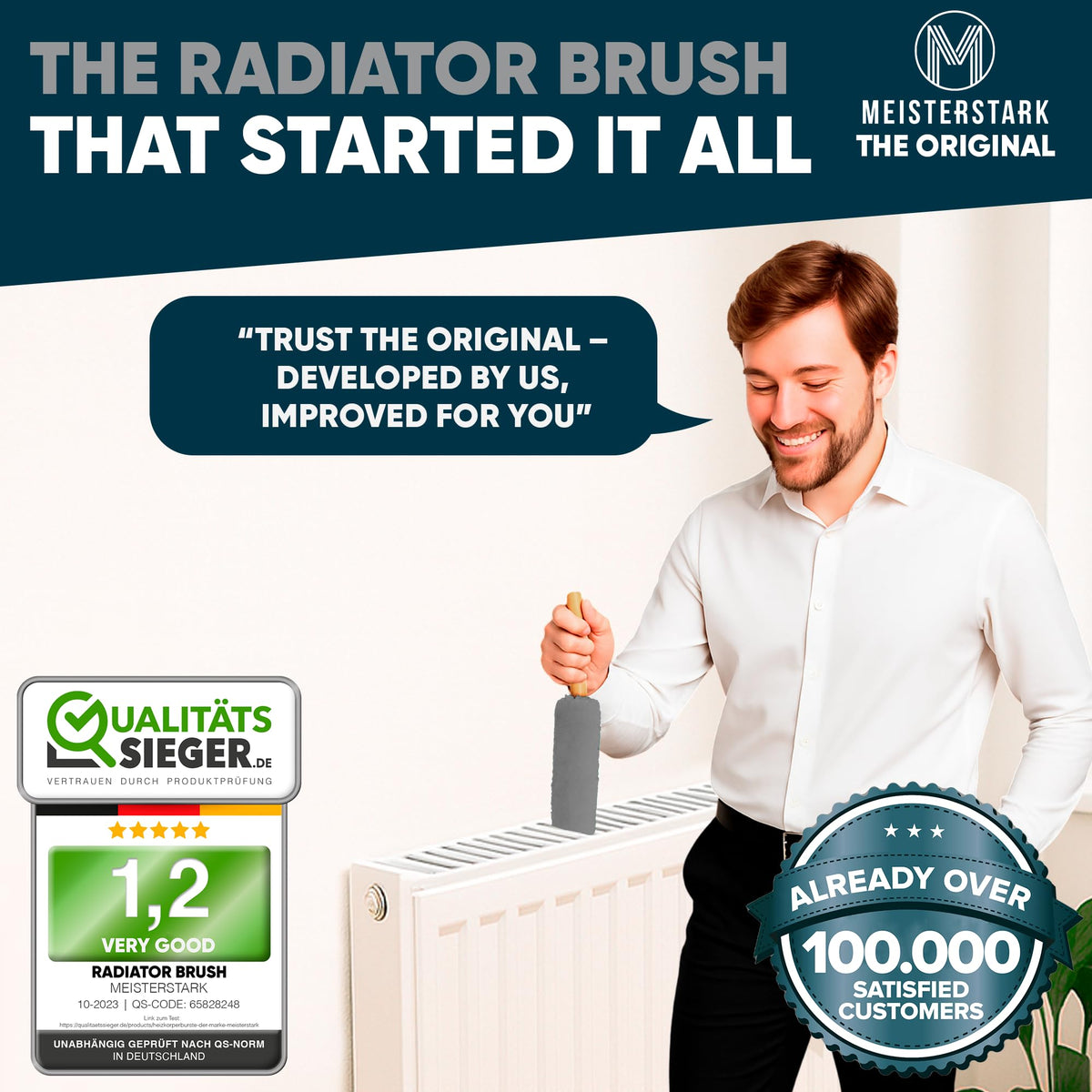 THE ORIGINAL Radiator Cleaner Brush 115cmI Long Radiator Brush for Cleaning