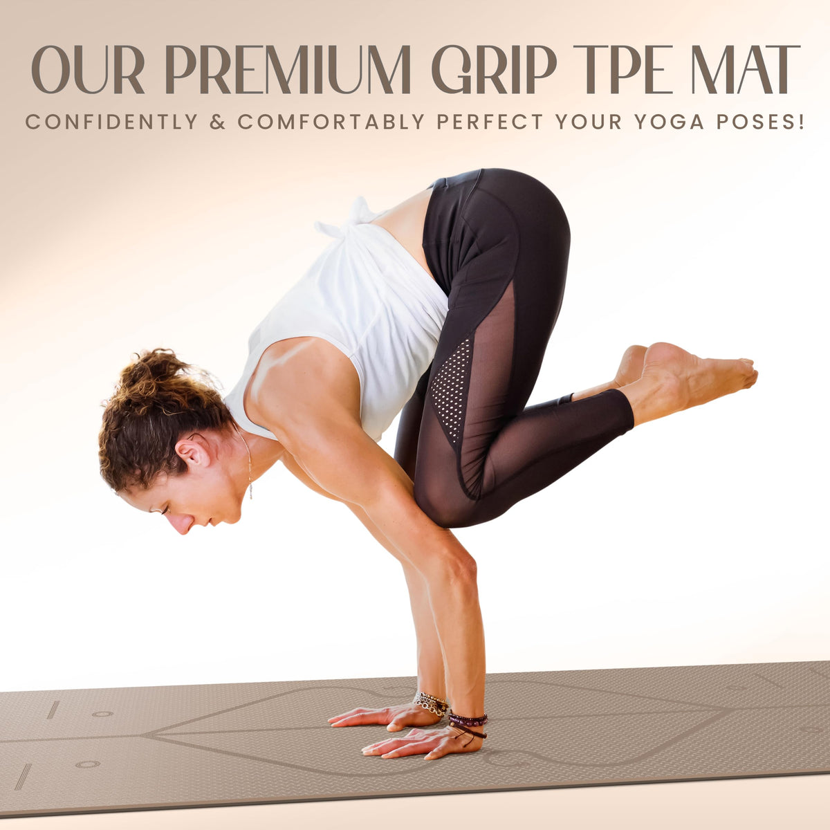 Yogii Yoga Mat - Non-Slip 6mm Thick TPE & Travel-friendly Yoga Mat - Perfect for Home & Gym Exercise Fitness & Pilates - With Laser Alignment Guides for Men & Women