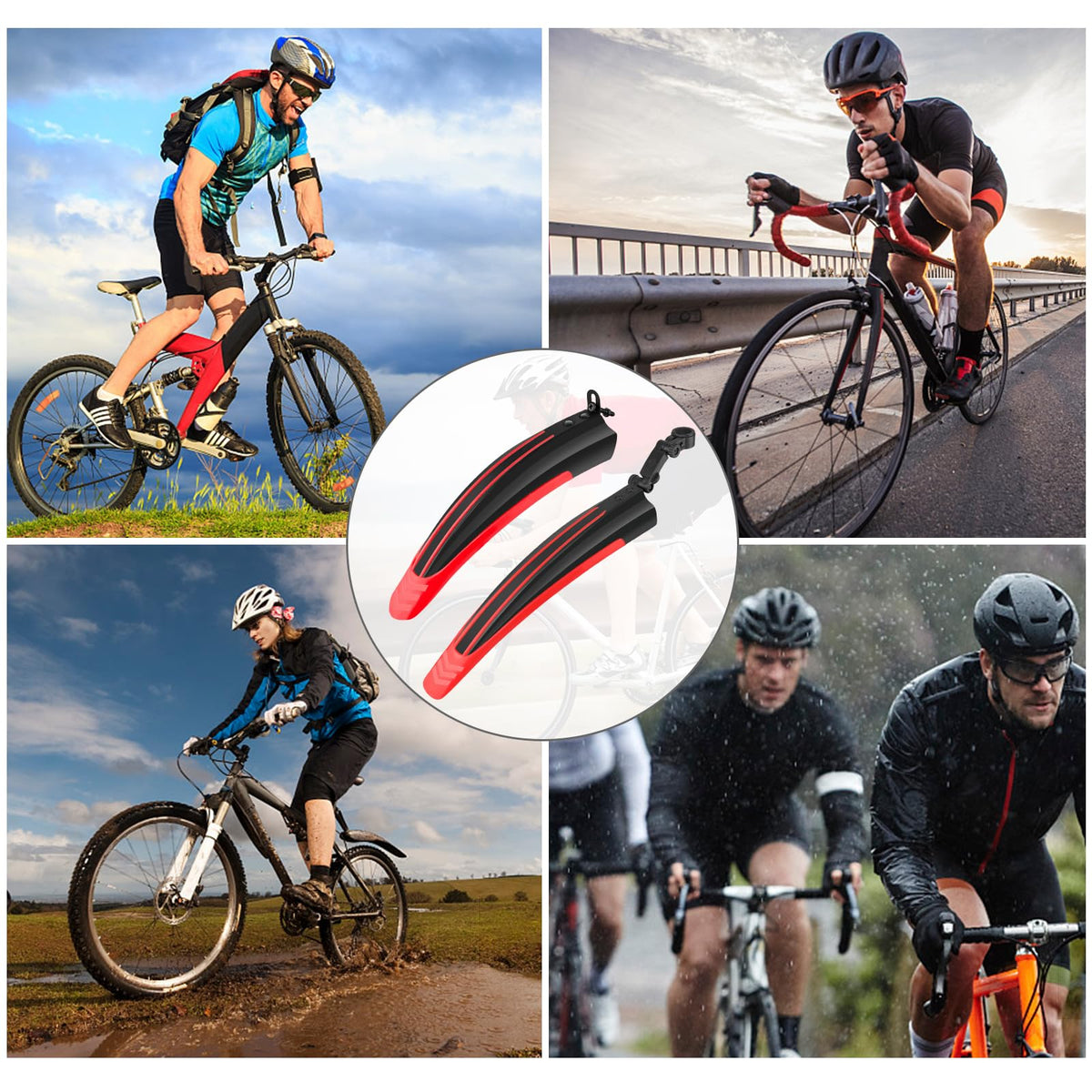 Bike Mudguard Set, Portable Adjustable Road Mountain Bike Bicycle Cycling Tires Front and Rear Mud Guard Fenders for MTB Mountain Road Bike
