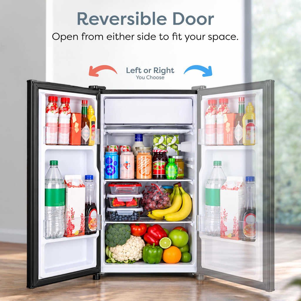 Igloo 2.6 Cu.Ft Mini Fridge with Freezer- Single Door Compact Refrigerator with Glass Shelves for Homes, Dorms & Offices- Keep Snacks, Drinks & Frozen Foods Cool with Temperature Control Fridge- White