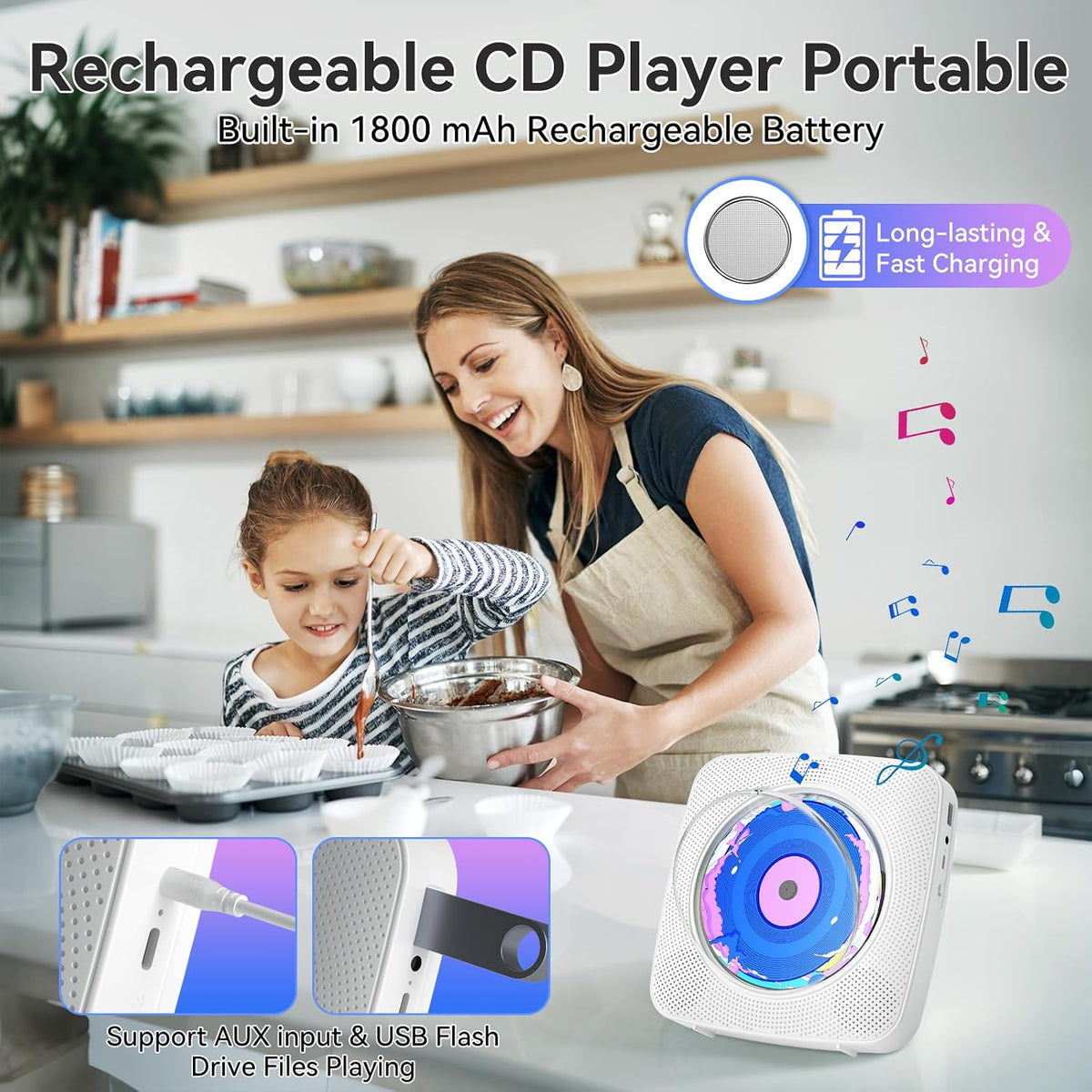 CD Player Portable: Kegaudio CD Players for Home with Speakers Bluetooth