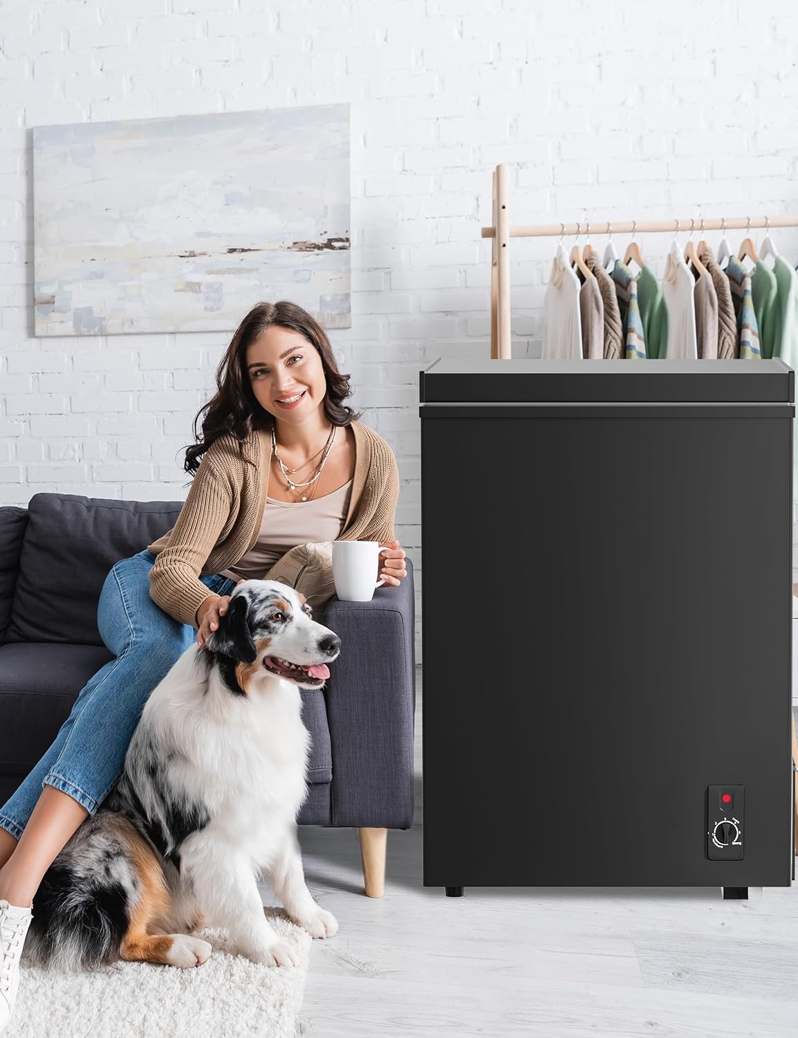 7.0 Cu Ft Chest Freezer - Energy Saving Quiet Top Open Door Mini Freezer Adjustable 6 Thermostat - Compact Small Deep Freezer w/Removable Basket and Defrost Water Drain for Home/Apartment/Garage