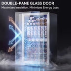 2.5 Cu.Ft Beverage Fridge, Glass Door Mini Fridge, Silver, 96 Can